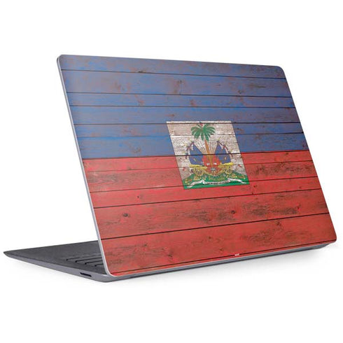Haiti Flag Dark Wood Surface Laptop 3 13.5in Skin